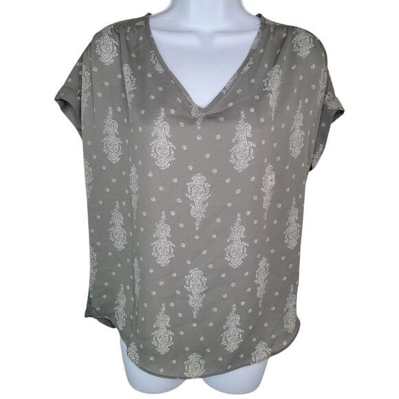 Loft Outlet NWT Paisley Print Mixed Media Blouse Top Size XS - Picture 1 of 6